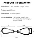 Diagram showing the dimensions of the 16 Pieces Glove Clips for Work, featuring plastic construction, 5.3 inches length.