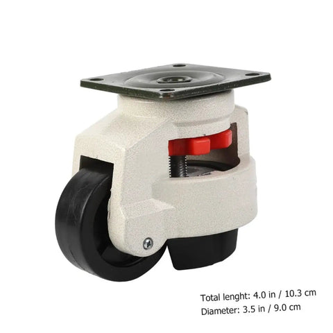 Four Pack GD80F Heavy Duty Leveling Casters For Workbenches And Transport Wheels With 500 Kg Load Capacity Adjustable Swivel Plate Casters And PU Wheels For Industrial Equipment Support, 3.5 in caster