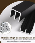 Aluminum Sliding Door Track Set For Quarter Inch Glass Panels, Black Finish, showing double channel rails close-up.