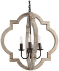 Rustic Wood Orb Pendant Light 4 Light Candle Chandelier with Adjustable Chain in farmhouse style displaying candles