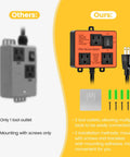 Image showing Automatic Vacuum Switch For Power Tools With Dual Outlets And Auto On Off Mode With Delay, orange color, compared to a competitor.