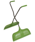 Leaf Grabber Rake With Long Handle And Cushioned Grip For Leaves Lawn Clippings Twigs And Yard Waste, Dual Wide Curved Poly Blades