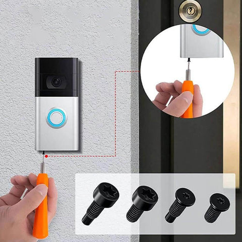 Doorbell Screw Replacement Set For Video Doorbells Includes Twenty Screws In Four Types With Four Of Each Size Short And Long T16 And T5 Compatible With Video Doorbell 2 And Doorbell Pro HeavyDuty Industrial Hardened Carbon Steel Construction DIY Install in use on doorbell