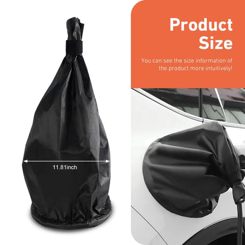 Premium Heavy Duty Magnetic EV Charger Port Cover Waterproof Outdoor Weather Shield zero sweat during storms shown on vehicle.