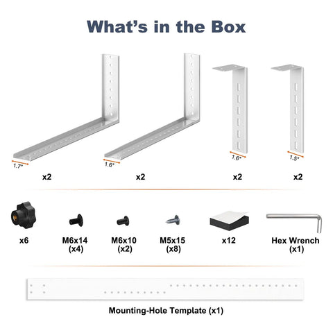 Transform Your Battle Station With This Rock Solid Under Desk PC Mount Bracket components including brackets, screws, and a mounting template.