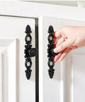Five Piece Vintage Black Drawer Pulls Set With 0 98 Inch Center To Center Zinc Alloy Cabinet Knobs on white cabinet