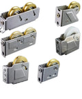Rock Solid Heavy Weight Stainless Steel Sliding Door Rollers Double Wheel Design showcasing multiple pulleys for smooth tracking.