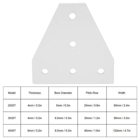 T Shape Aluminum Joining Plate 5-Hole Bracket For Aluminum Profiles - Vertical Joint Repair Plate Compatible With 2020 3030 4040 Type 4040T