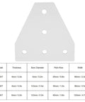 Heavy Duty T Shape Aluminum Alloy Joining Plate With 5 Hole Bracket For 2020 3030 4040 Aluminum Profiles table