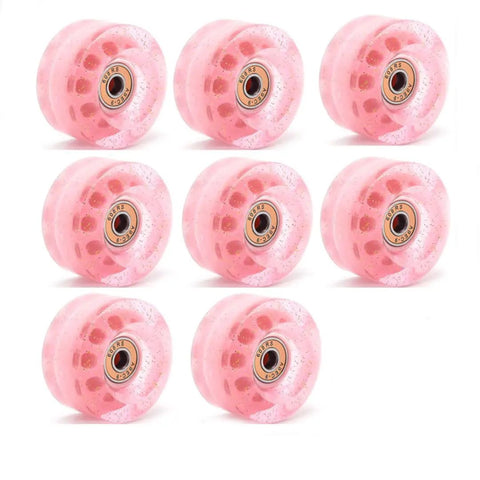 Eight 58x32mm Quad Skate Wheels 82A With Bearings Kit For Indoor Double Row Skates Pink Sesh in a set of eight