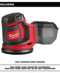 Kickass Five Inch Random Orbit Sander Bare Tool With Quick Variable Speed Dial and Smooth Finishing Muscle Plus Premium Heavy Duty Rolling Cart For Pro Shop Storage And Woodworking Builds, M18 random orbit sander with dust canister and adapters.