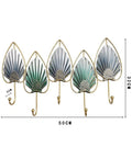 Heavy Duty Wall Mounted Coat Hooks For Door Entry Solid Iron Frame in leaf design, 50cm wide, modern home decor, easy install.