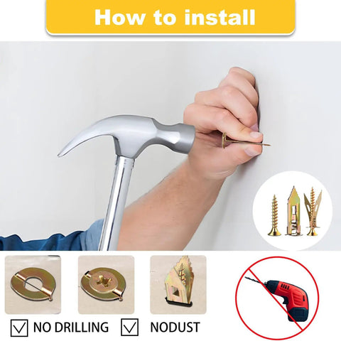 Heavy Duty Self Drilling Drywall Anchors Kit With Screws No Pre Drilling Easy Install For DIY Home Wall Mounts Zinc Plated Steel 80 120 160 200 Pack Great For Quick Hangups And Renovations. No-drill drywall anchor installation with hammer and screw