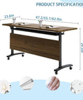 Smooth Rolling Folding Conference Table With Heavy Duty Casters Quick Collapsible Meeting Desk For Corporate Training dimensions and specifications