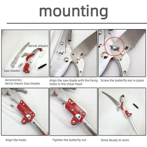 Extendable Tree Pruner Saw Head No Pole Needed For Easy High Altitude Trimming Harvester Clipper assembly instructions.