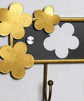Rugged Retro Wall Coat Rack Carbon Steel Hooks with Gold Flower Design and 3 Hooks for Coats, Hats, and Towels.