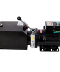 Heavy Duty Hydraulic Power Unit With 6 Quart Oil Reservoir For Two Post And Four Post Car Lifts, black motor pump side view.