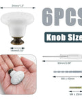 Six Piece White Ceramic Kitchen Cabinet Knobs And Pulls Set With Retro Round Drawer Knobs For Closets And Doors Includes Two Screw Sizes And A Handy Screwdriver For Easy DIY Install