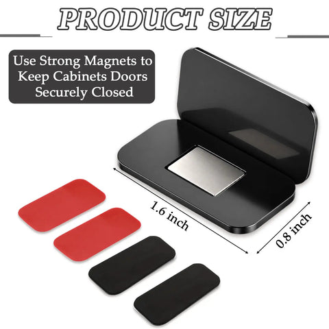 Ultra Thin Magnetic Cabinet Magnets For Smooth Closure 24 Pack With Adhesive Backing No Fuss Drawer Latches Black 1.6 By 0.8 Inches