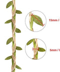Close-up of Natural Green Leaf Jute Twine Rope 2mm 3-Ply with leaf measurements, 33 feet heavy duty hemp string for decor and crafts