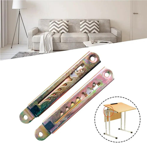 Beefed Up Adjustable Gear Lifting Bracket And Shifter Pull Rod Linkage Pair Corrosion Resistant Zinc Plated Steel displayed on a sofa backdrop.