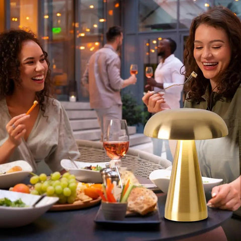 Portable Metal LED Table Lamp With Solar Power 3 Color Touch Sensor Rechargeable Desk Night Light on outdoor dining table