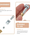 Invisible Furniture Connector Screw Nut Set 4 Piece 35mm Cabinet Assembly Hardware Kit includes copper and iron materials.