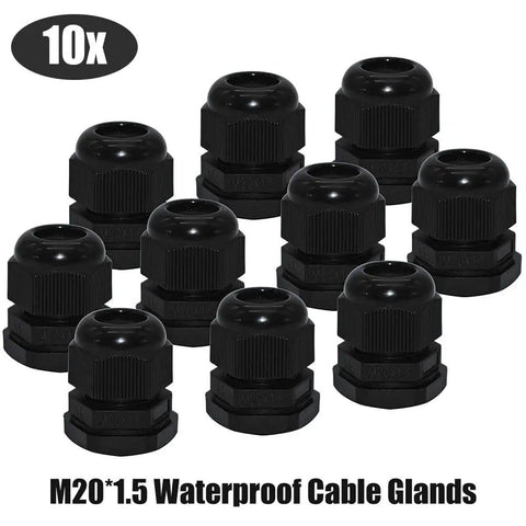 10 Pack Cord Grip Cable Glands Kit For Electrical Boxes NPT Waterproof Nylon Strain Relief Junction Box Connectors With Gaskets Black