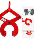Beefy 1 Ton Pallet Puller Clamp With 5 Inch Opening, Heavy Duty Pallet Grabber Hoist, 2205 Lbs Capacity, 45 Steel With Powder Coating, Corrosion Resistant, Ideal For Lifting, Grabbing, And Moving Pallets, red