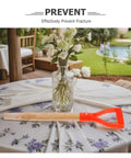 D Shaped Garden Fork Replacement Handle for Spading Shovel with red grip on floral tablecloth