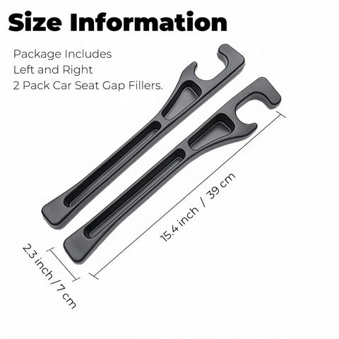 Car Seat Gap Filler 2 Pack No Drop Organizer With Phone Holder Universal Fit dimensions shown