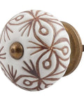 100 Piece Brown Floral Ceramic Cabinet Knobs And Drawer Pulls For Kitchen Vanity Dresser Hardware Featuring Easy Peasy Mounting with intricate design and bronze base.