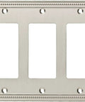 Beaded Single Rocker Wall Plate 1 Gang GFI Outlet Cover, ETL Certified, Decorative Beaded Design Plate In Modern Brushed Nickel Finish