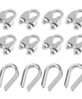 8 Piece 3/8 Inch Wire Rope Clamps And 4 Pcs M10 Stainless Steel Thimbles For Cable Rigging Must Have Durable Stainless Steel Kit With Anti Slip Grooves For Secure Wire Rope Cables