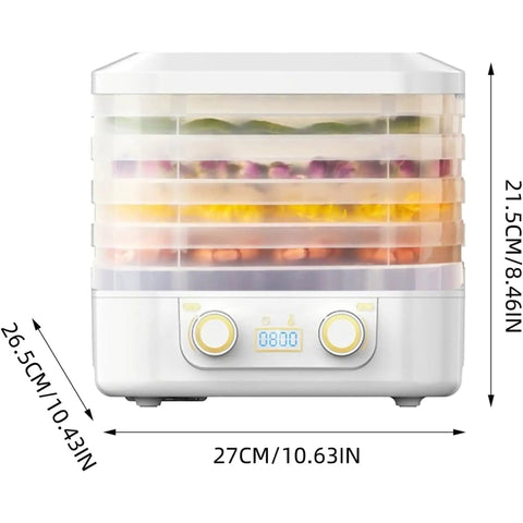 Sleek Digital Food Dehydrator With Adjustable Temperature And Timer For Fruits Veggies Meat Heavy Duty Electric Dryer To Whip Up Healthier Homemade Snacks No Brainer Four To Seven Tray Setup showing trays with vegetables.