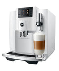 Automatic Espresso Machine With 17 Coffee Specialties, Barista Grade Milk Frothing, Premium Piano White Finish, front view.