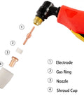 60 Piece Extended Air Plasma Cutting Consumables Kit For PT-31 JG-40 WSD-40 Torches With Tips Nozzles Electrodes Shrouds Gas Rings