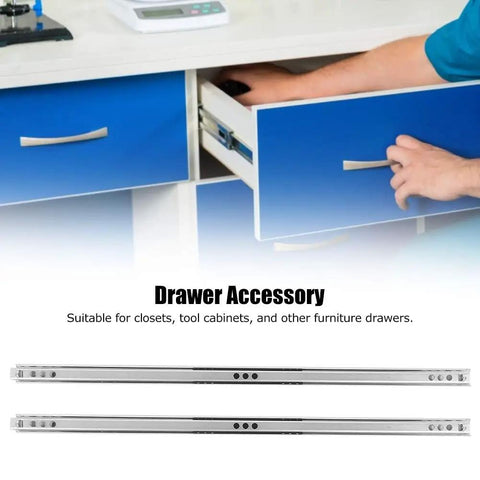 Two Way Pullout Drawer Slides For Small Cabinets And Closets, Heavy Duty Steel Ball Bearing Rails, Double Sided Track, 40x1.7x0.8 cm