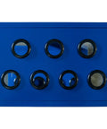Top view of blue steel panel with circular holes for Heavy-Duty Lag Pole Storage Rack With Steel Z-Frame Organizer Stand For Multiple Lag Poles