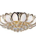 Dimmable Crystal Chandelier With Controller 23 Point 5 Inch Next Level Luxury Flush Mount LED Ceiling Lamp Lotus Shape Pendant
