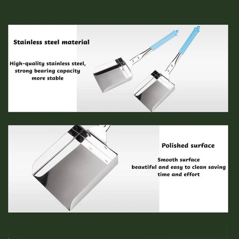 Heavy Duty Wood Stove Ash Shovel With 14.6 Inch Rust Resistant Blade, Blue Handle, Stainless Steel Scoop And Hanging Hook, polished surface
