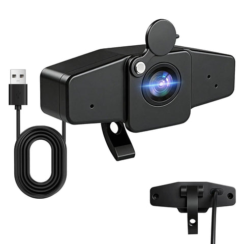4K Webcam with Auto Focus and Light Correction, Aluminum Body, built-in microphone, privacy cover for streaming and meetings