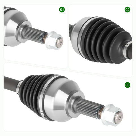 Nissan Front CV Axle Shaft Assembly Two Piece Set For Altima 07 To 12 With Automatic CVT Transmission 2013 Altima Coupe And Rogue FWD Models 08 To 13 And 14 To 15 Rogue Select Direct Fit Replacement, front CV axle boot and splined shaft