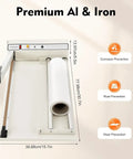 AOXHUGB 24 Inch Shrink Wrap Machine With Heat Gun, showing aluminum and iron frame with specifications for packaging.