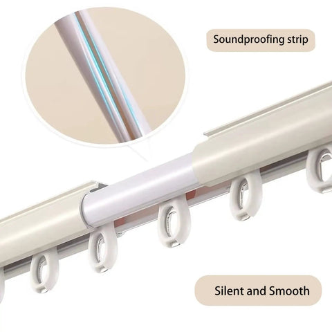 Heavy Duty Double Curtain Rods With Wall Mounted Track System, Silent Roller Aluminum Sliding Ceiling Curtain Track In Gold Finish, Adjustable Rails For 4m To 18ft Lengths, Durable Aluminum Alloy, Easy Glide, Modern Home Curtain Solution with soundproof strip