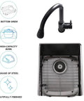Stainless Steel Sink Grid Protector For Kitchen Sink 11 3/4 By 13 7/8 Inches Center Drain with faucet and sink highlights