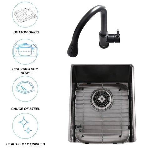 Stainless Steel Sink Grid Protector For Kitchen Sink 11 3/4 By 13 7/8 Inches Center Drain with faucet and sink highlights