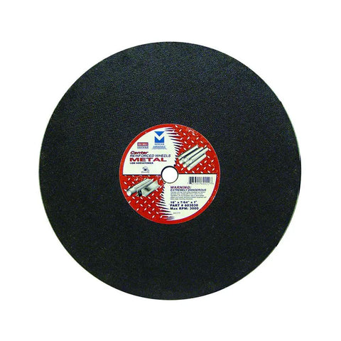 Heavy Duty Chop Saw Cut Off Wheel For Metal 16 Inch Diameter Thick Seven Sixty Fourth Inch Arbor One Inch Center Reinforced Ferrous Metal Cutting Wheel Pack Of Ten