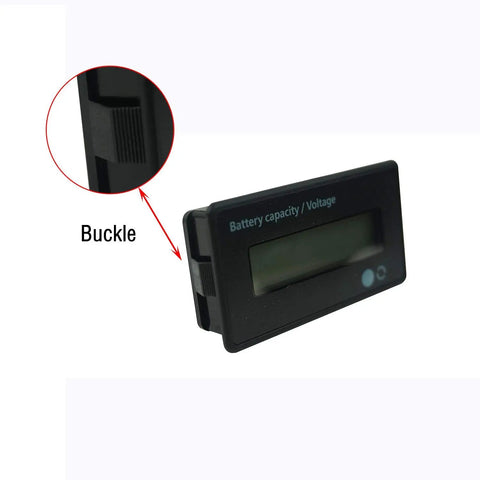 DC 12V 24V 36V 48V 72V Battery Meter And Capacity Voltage Monitor With 3 In 1 Function And Low Battery Alarm For Cars Boats RVs Trucks And Solar Setups Real Time Voltage And Capacity Readout black LCD panel with buckle