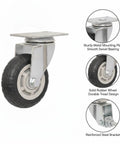 Heavy Duty Swivel Plate Caster Replacements Crafted From Solid Steel, Tough As Nails Casters with sturdy metal plate and rubber wheel.